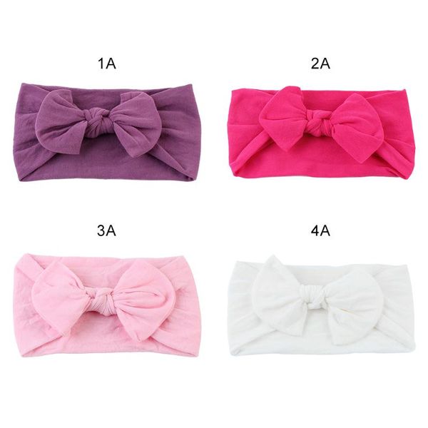 

wave nylon baby hair band bow 2020 new cotton newbaby girls solid color headband bowknot hair band children infant headband, Slivery;white
