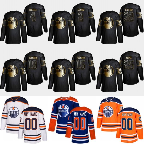 

2019 Golden Edition Edmonton Oilers 32 Anthony Stolarz 25 Darnell Nurse Mikko Koskinen Alexander Petrovic Kris Russell Andrej Sekera Jersey