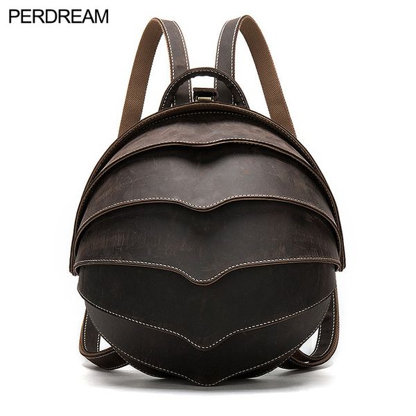 

повседневная творческая кожаная сумка личность жук мужчины и женщины рюкзак ретро круглый crazy horse кожаный рюкзак