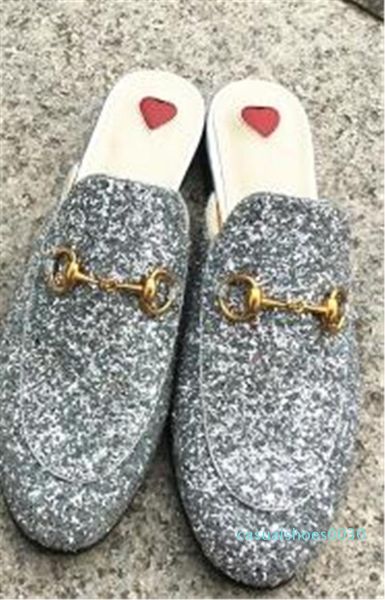 

fashion designer luxury leather loafer muller slipper shoes with buckle fashion women princetown slipper lady casual mule flat leather c30, Black