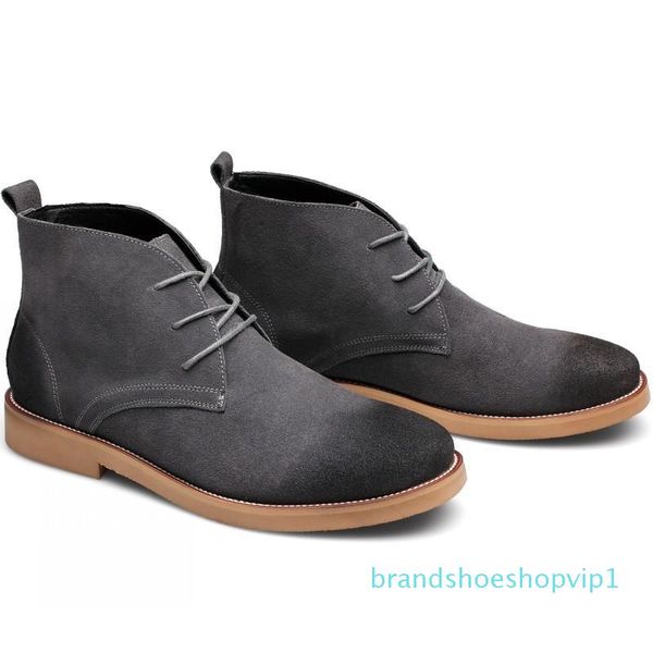 

british winter motorcycle comfortable mens ankle boots lace up round toe vintage faux suede plus size male shoes footwear, Black