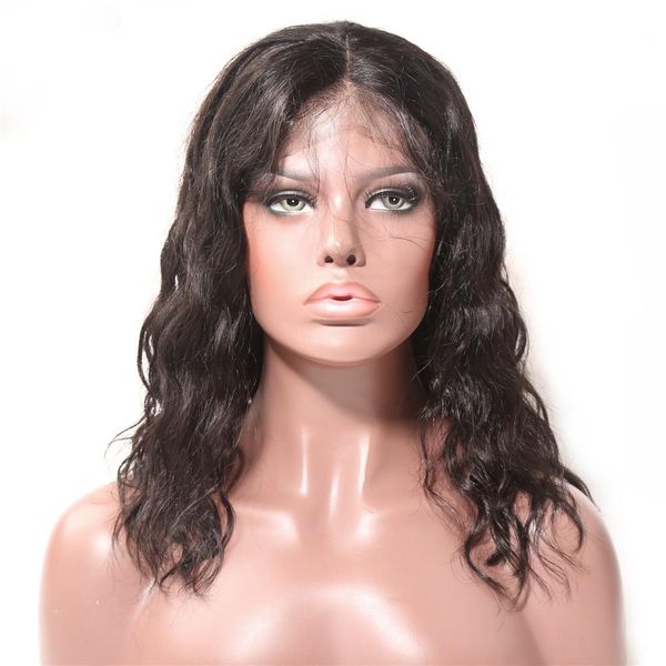 

short bob wigs body wave lace front wig with baby hair pre plucked brazilian remy hair 130% glueless lace wig, Black