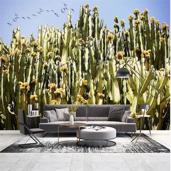 

custom wallpaper mural 3d modern cactus tropical plant living room bedroom background wallpaper mural