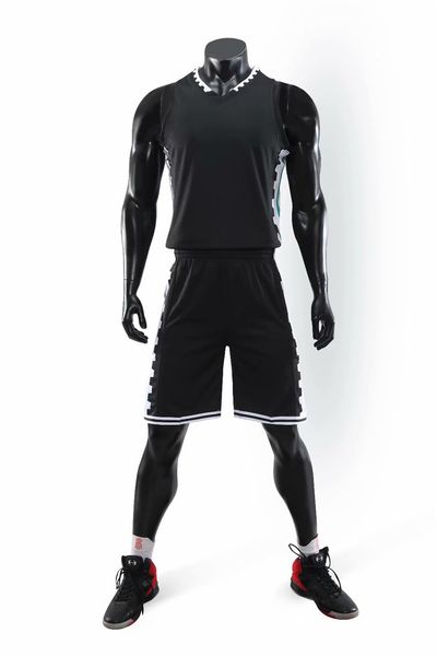 

new style basketball uniform sets sports jersey for men 52, Black;red