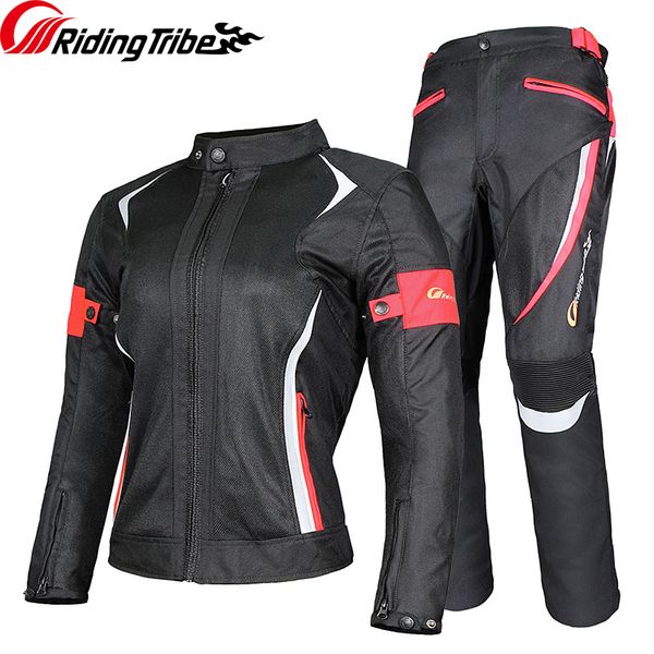 

riding tribe motorcycle woman's jacket pants suit summer waterproof moto racing clothes reflective protective armour jk-52