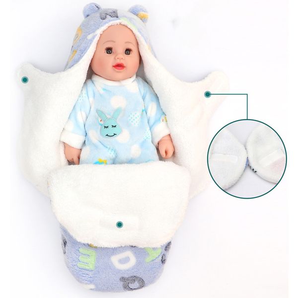 

newborn baby swaddle blanket winter adjustable flannel for baby sleeping outfits 0-8 month