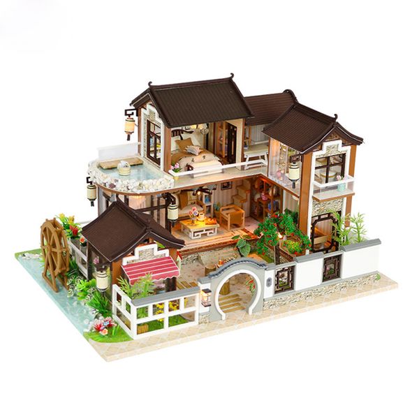 2 Sets DIY Dollhouse Miniatur Puppe Haus kinder Geburtstagsgeschenk