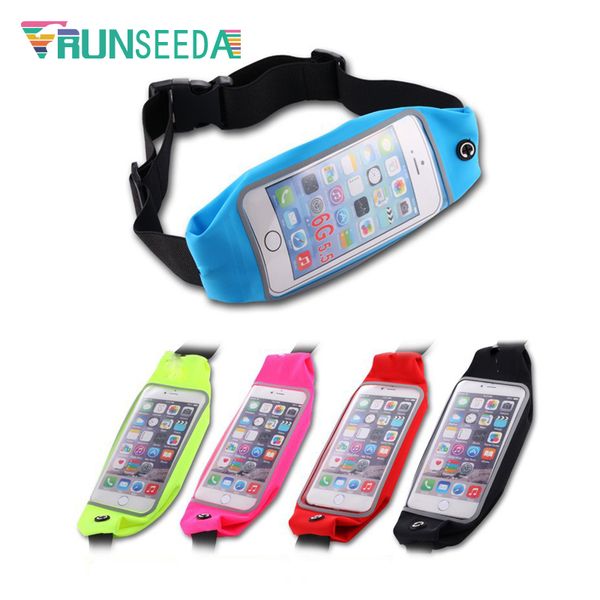 

runseeda waterproof men women gym fitness waist bag touch screen mobile phone holder waist belt bag for running jogging climbing