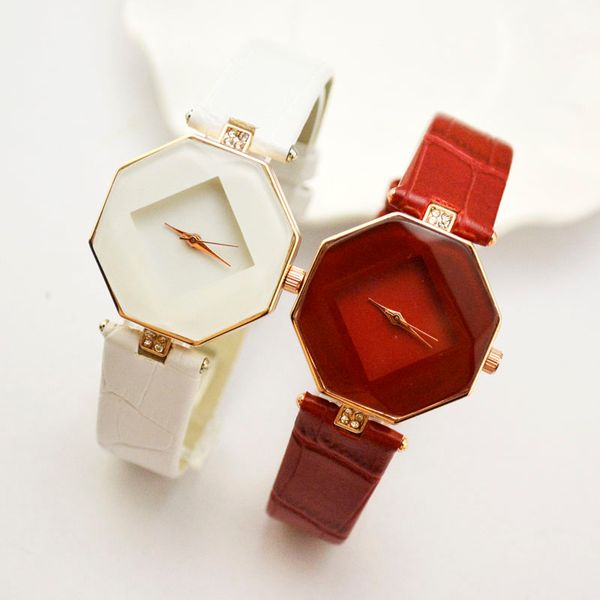 

high-quality 5color jewelry watch fashion gift table women watches jewel gem cut rhinestones geometry wristwatches, Slivery;brown