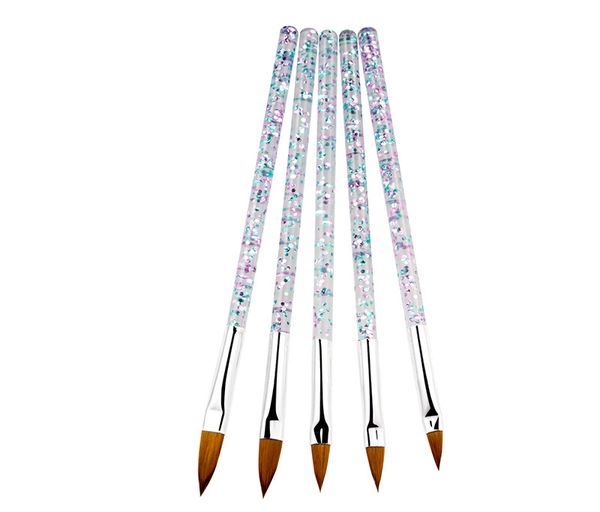 

5pcs/set 11/13/15/17/19mm nail art crystal liner brush uv gel builder painting dotting pen carving tips manicure salon tools, Yellow