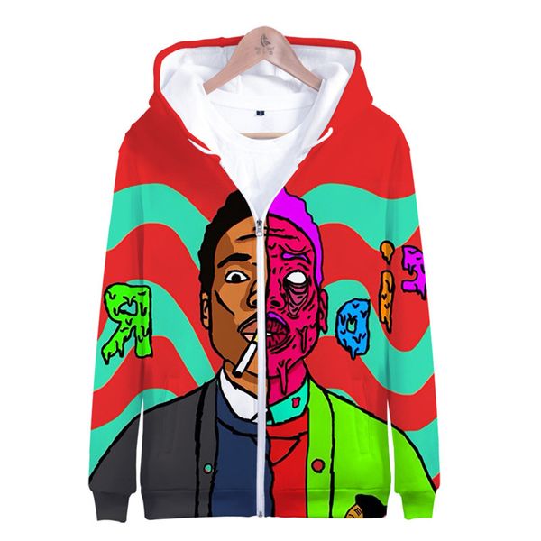 

chance the rapper 3d print mens hoodies spring fashion hip hop cardigan sweatshirts casual loose zipper male clothing, Black