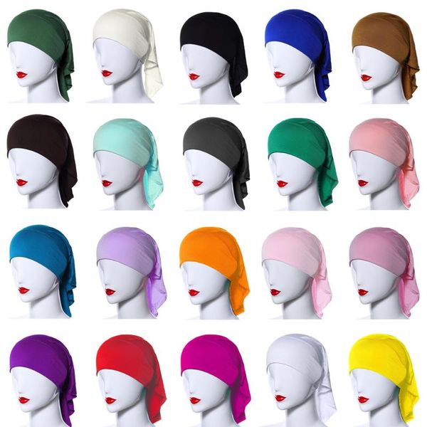 

ramadan women under scarf bonnet inner cap bone islamic head cover beanie wrap hat solid color headwear arab tube underscarf, Blue;gray