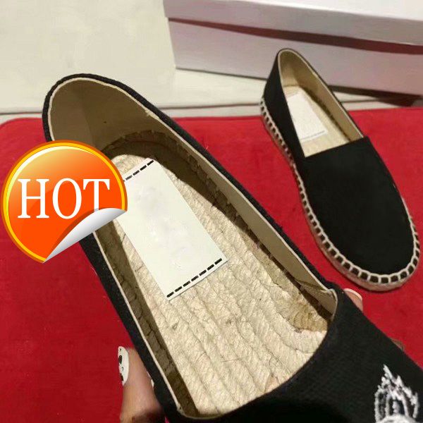 

new saleembroidered straw shoes tiger head lazy embroidered straw shoes, Black