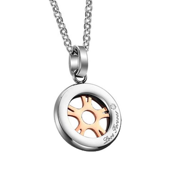 

titanium jewelry stainless steel jewelry titanium couple necklaces wheels necklace come with chain for woman and man, Silver