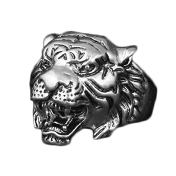 

new design personality european fashion animal tiger head ring men personality unique men's animal jewelry, Golden;silver