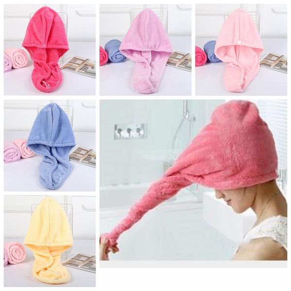 

shower caps magic quick dry hair towel microfiber solid superfine drying turban head wrap hat caps spa bathroom caps bathing tools zyq32, Yellow