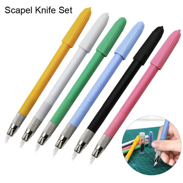 

engraving scalpel knife set metal fruit craft sculpture scalpel blade stationery handle and 12 blades with pen cap