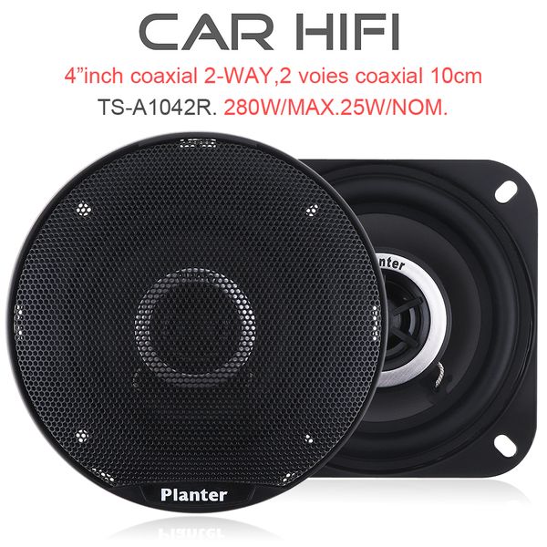 

2pcs car audio speaker 4 inch car coaxial speaker for auto subwoofer 280w full range automobile automotive refitting speakers