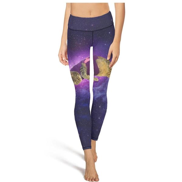 

galaxy кот котенок picturesfashion дамы дизайн йога брюки большой повседневный tight подходит для танцующих фотографий lovel толстосумы кошк, Black