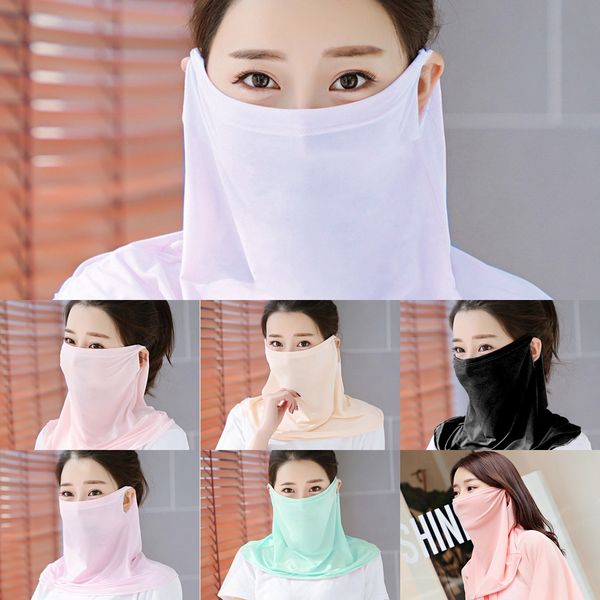 

m01mc silk scarf windproof headwear scarf climbing protection face mask outdoor uv hiking ski cycling, Black