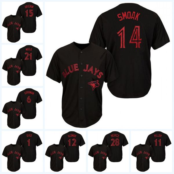 

Mens Toronto Black fashion 27 Vladimir Guerrero Jr. Justin Smoak Josh Donaldson Randal Grichuk Luke Maile Marcus Stroman Blue Jays Jersey