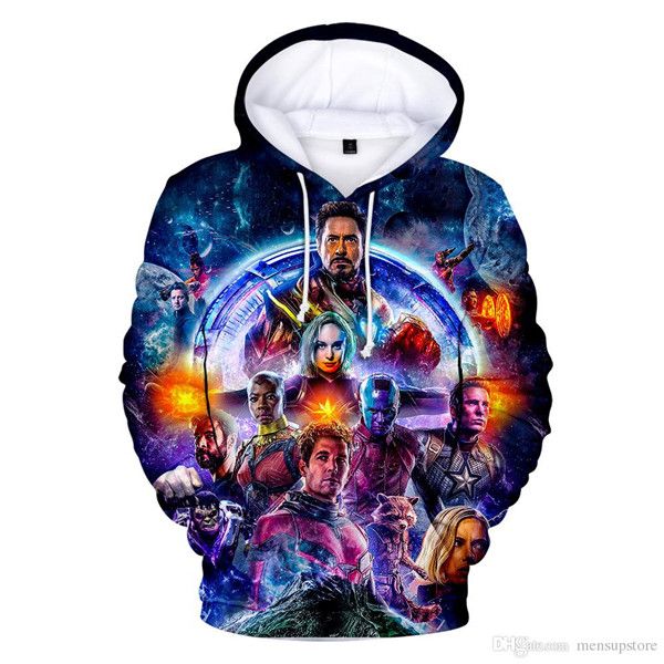 

avengers endgame 4 mens hoodies spring new 19ss 3d printed hooded harajuku sweatshirts, Black