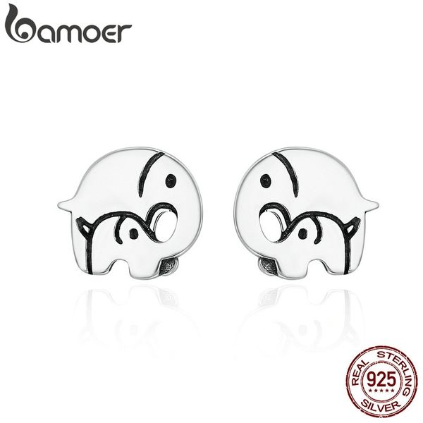 

bamoer design new 925 sterling silver elephant mother family love stud earrings for women sterling silver jewelry gift sce182, Golden