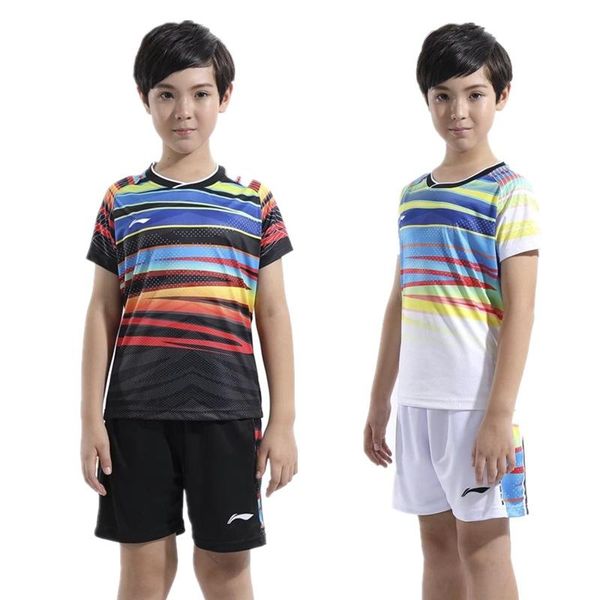 

children li-ning badminton shirt table tennis suit boys girls tennis wear 100% polyester quick drying badminton sportswear clothes xs-3xl, White;yellow