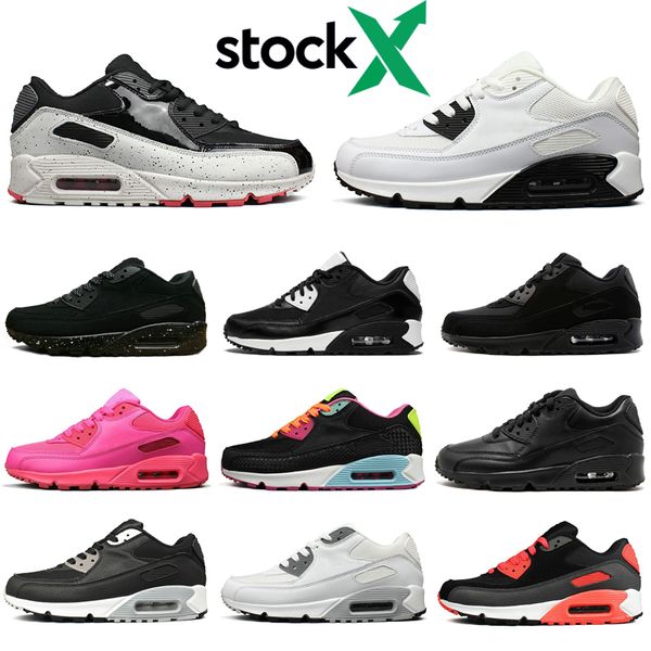 

new 90 90s men women running shoes black white oreo infrared neon outdoor mens womens suede trainers sports sneakers size 36-45, White;red