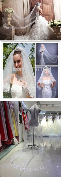 

amazing compelling two-tier applique edge chapel length white ivory wedding veil meidingqianna brand bridal veil with an alloy comb, Black