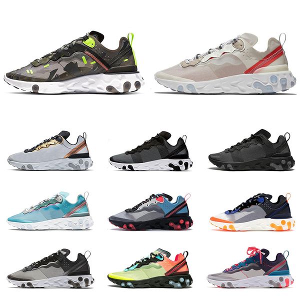 

new react element 55 87 undercover running shoes for men women camo solar red light bone mens trainer breathable sports sneakers