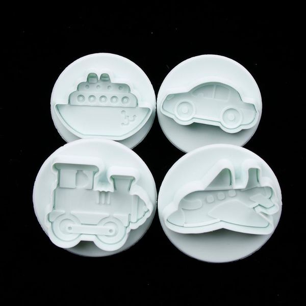 

4pcs/lot missile vehicle,tank, armored car sample plastic cookie cutter, fondant cake tools, cake decorating diy molds