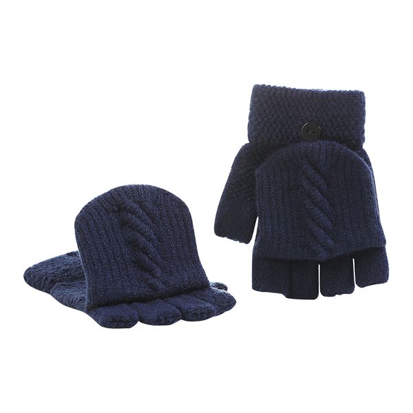 

2019 half-finger gloves women fingerless clamshell solid color knitted simple convenient gloves autumn winter warm sisters gifts, Blue;gray