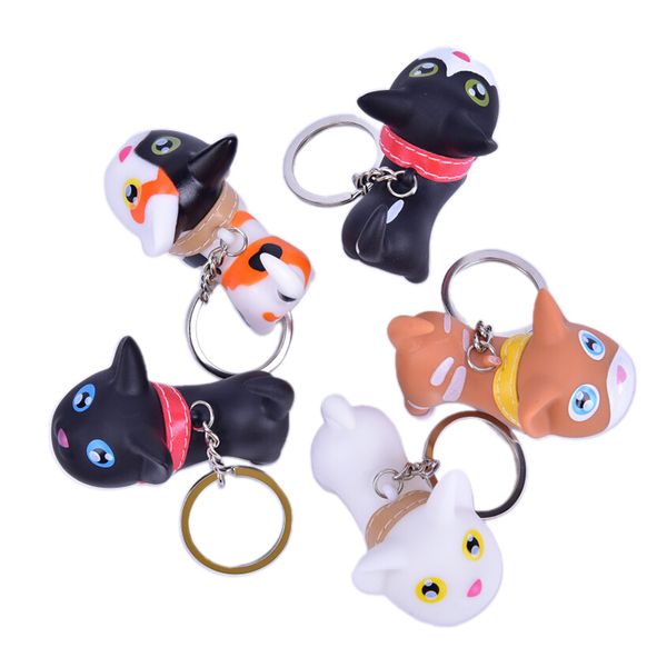 

1pcs cartoon creative dolls cat key ring holder car keychain bag handbag trinket keychain, Silver
