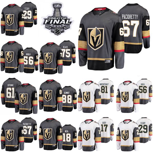 

2018 кубок стэнли финал vegas golden knights hockey джерси марк стоун джерси пачиоретти марк-андре флери эрик хаул райан ривс stitche, Black;red