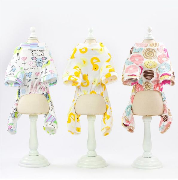 

2020 spring summer new pet four feet cotton home outfit dog pajamas leisure cartoon fruit pattern pet pajamas