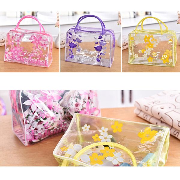 

transparent pvc flower waterproof makeup pouch toiletry travel wash cosmetic bag