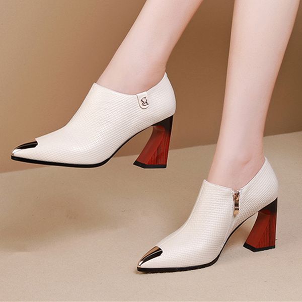 

women pumps spring summer new arrival fashion genuine leather high heels party shoes woman night club shoes, Black