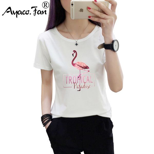 

t-shirts 2019 summer new cute animal print short sleeve o-neck women for girls students slim fit soft lady white tshirt tees, Black