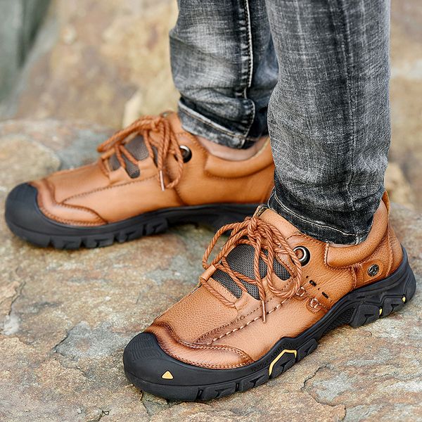 

cimim outdoor large size genuine leather men casual shoes new comfortable flat lazy driving shoes fashion men, Black