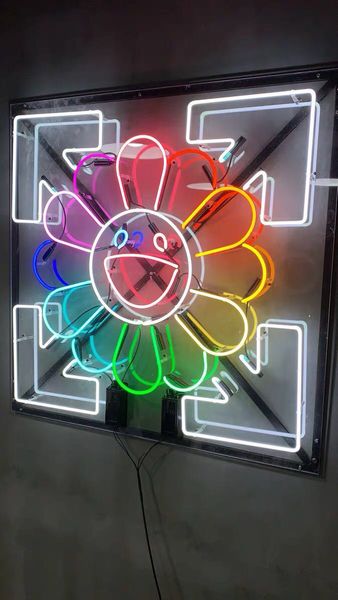 

neon sign24*24 inches murakami sun flower tube neon light sign home beer bar pub recreation room game lights windows glass wall signs