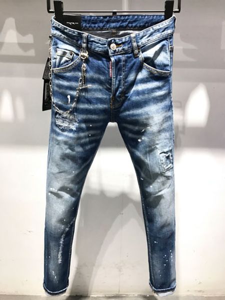 

2020 ретро big brand new designer письмо d2 печать мужские джинсы big brand дизайнерские джинсы хип-хоп bermuda бесплатная доставка, Blue