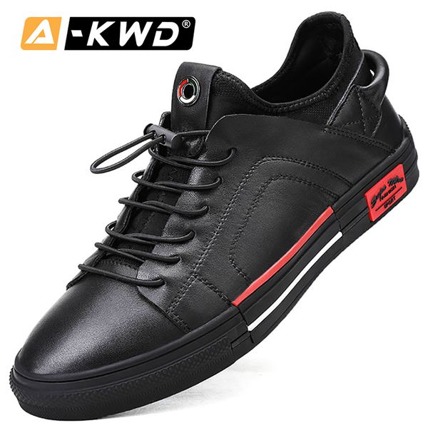 

fashion black man schoes slip-on trainers genuine leather shoes men elastic band mens shoes casual breath herren schuhe
