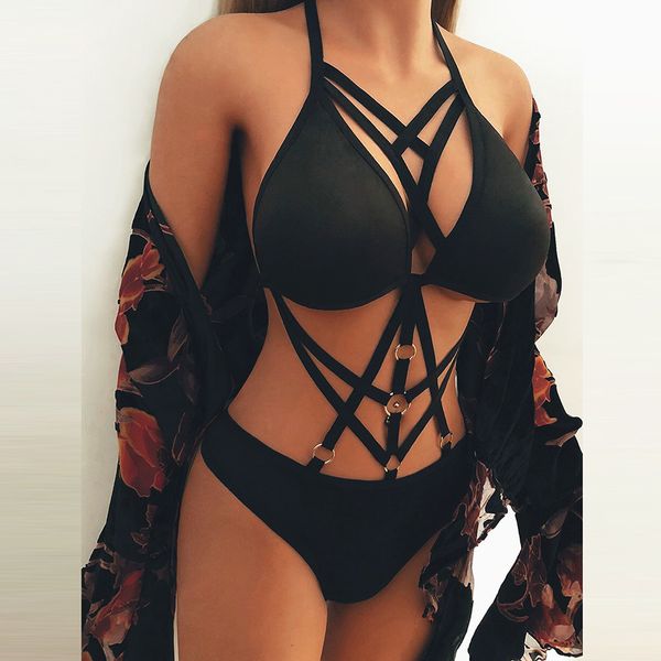 

2019 women bra lady lace set bandage underwear hollow women intimates lace bra set, Red;black