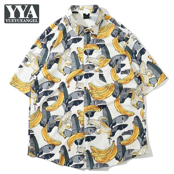 

holiday mens loose fit casual shirt summer hawaiian personality printed button shirts 2020 beach short sleeve male clothes, White;black