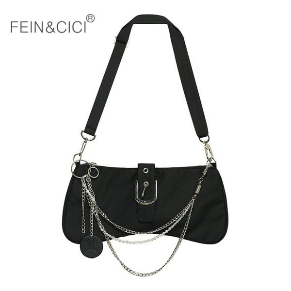 

black canvas baguette bag v shape shoulder bag women female chains crossbody messenger