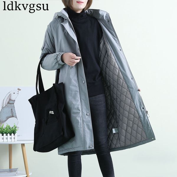 

2019 new winter windbreaker outerwear female casual hooded parkas coats women's autumn winter jackets plus size clothing v176, Black