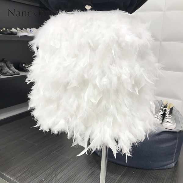 

ins super fire feather skirt party pengpeng feather skirts women 2019 new joker high waist white black skirt vestidos girl, Black;gray