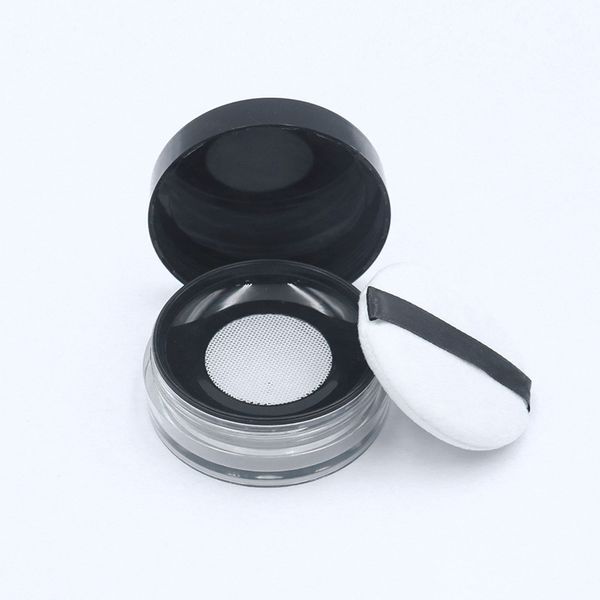 

10g loose powder containers with powder puff empty refillable cosmetic jar pot