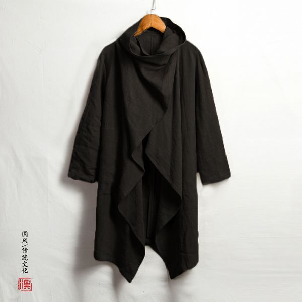 

hiphop cloak men long outwear shirts cardigan long sleeve irregular slim fit male cloak trench mantle coat outfits hoody hombre, Tan;black